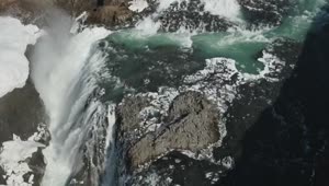 Stock Video Drone Flying Over A Waterfall Live Wallpaper For PC