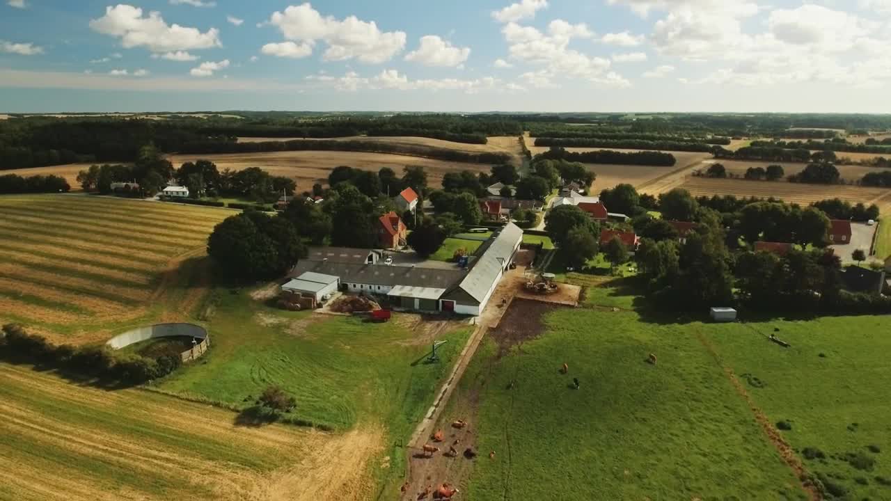 Download Stock Video Drone Flying Over A Farm Live Wallpaper For PC