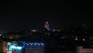 Stock Video Drone Flying Around Galata Tower At Night Live Wallpaper For PC