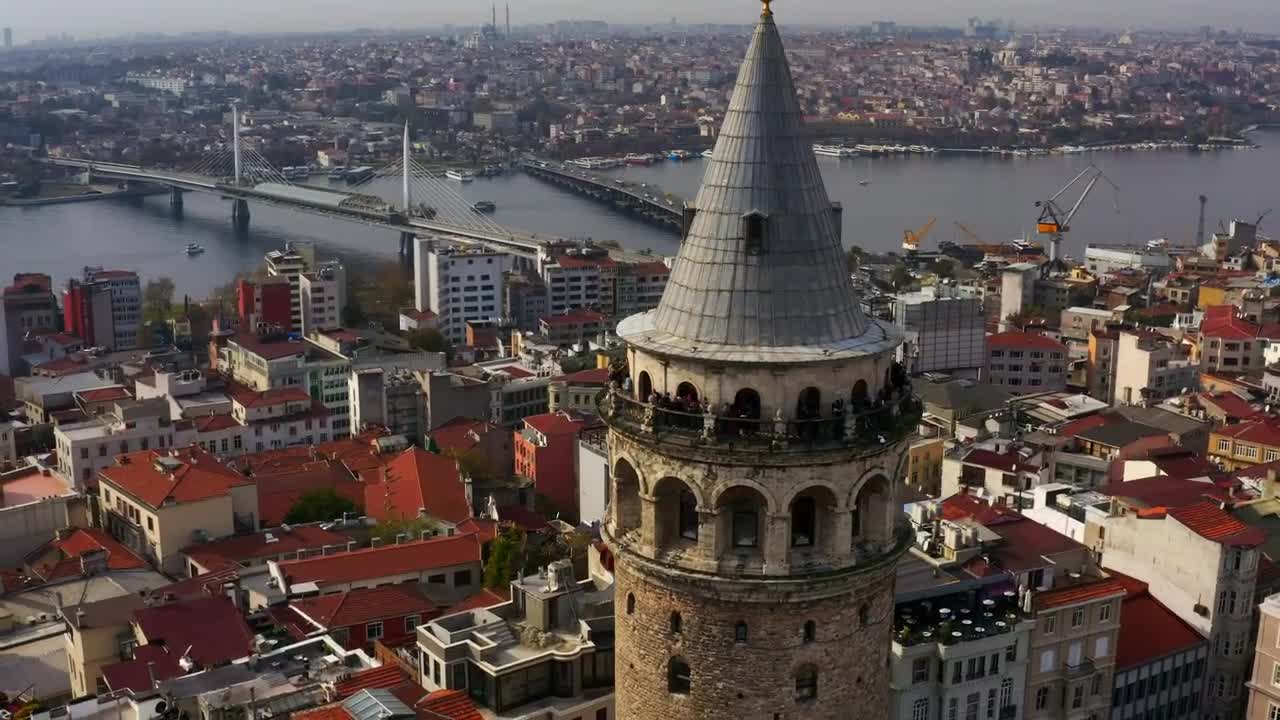 Download Stock Video Drone Flying Above Galata Tower Live Wallpaper For PC