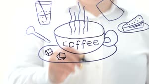Stock Video Drawing Of Products Of A Coffee Shop In A Glass Live Wallpaper For PC