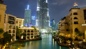 Stock Video Downtown Dubai Lake With Fontaine At Night Live Wallpaper For PC