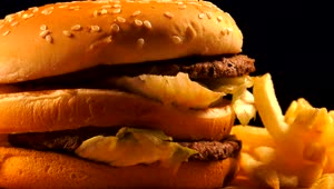 Stock Video Double Burger With Fries Live Wallpaper For PC