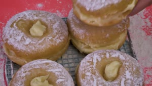 Stock Video Donuts With Icing Sugar Filled With Pastry Cream Live Wallpaper For PC