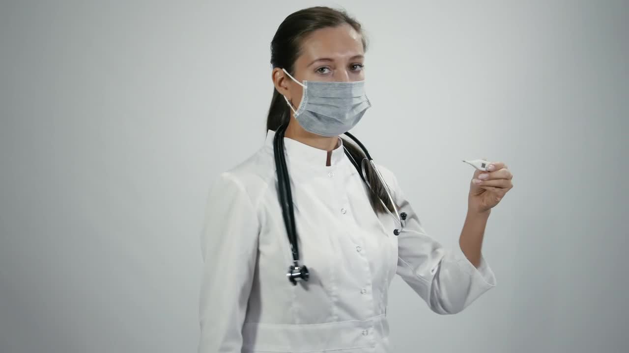 Download Stock Video Doctor In Medical Mask With Thermometer Live Wallpaper For PC