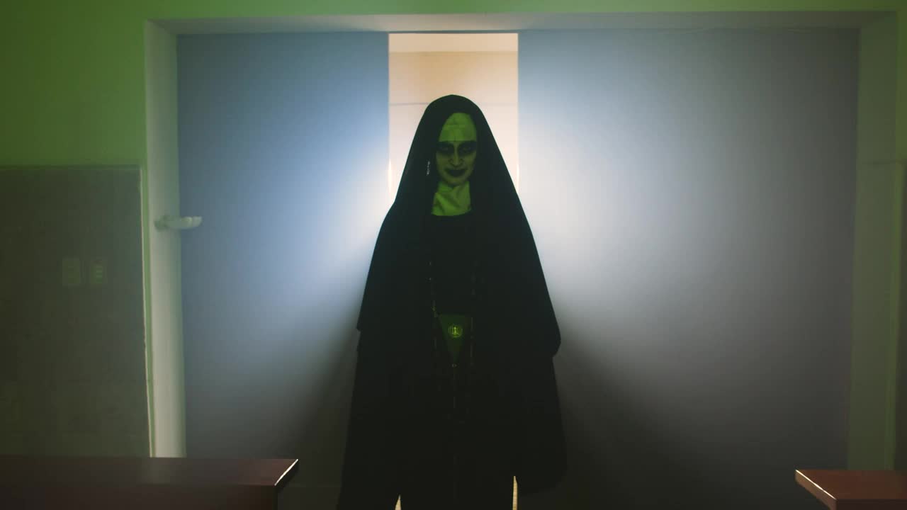 Download Stock Video Devilish Nun Walking Through A Church Live Wallpaper For PC
