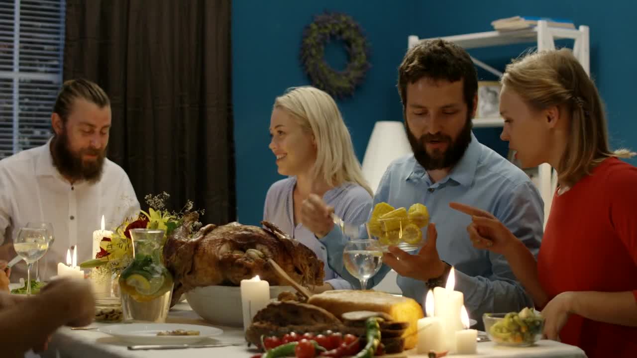 Download Stock Video Friends Having Thanksgiving Dinner Together Live Wallpaper For PC