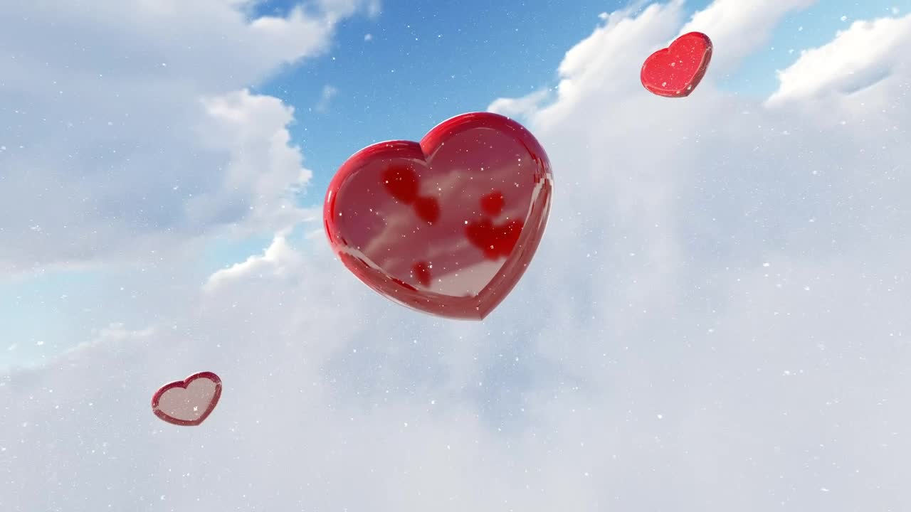 Download Stock Video Flying Red Hearts In The Sky Live Wallpaper For PC