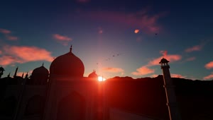 Stock Video Flying Over The Taj Mahal Towards The Sunset Live Wallpaper For PC