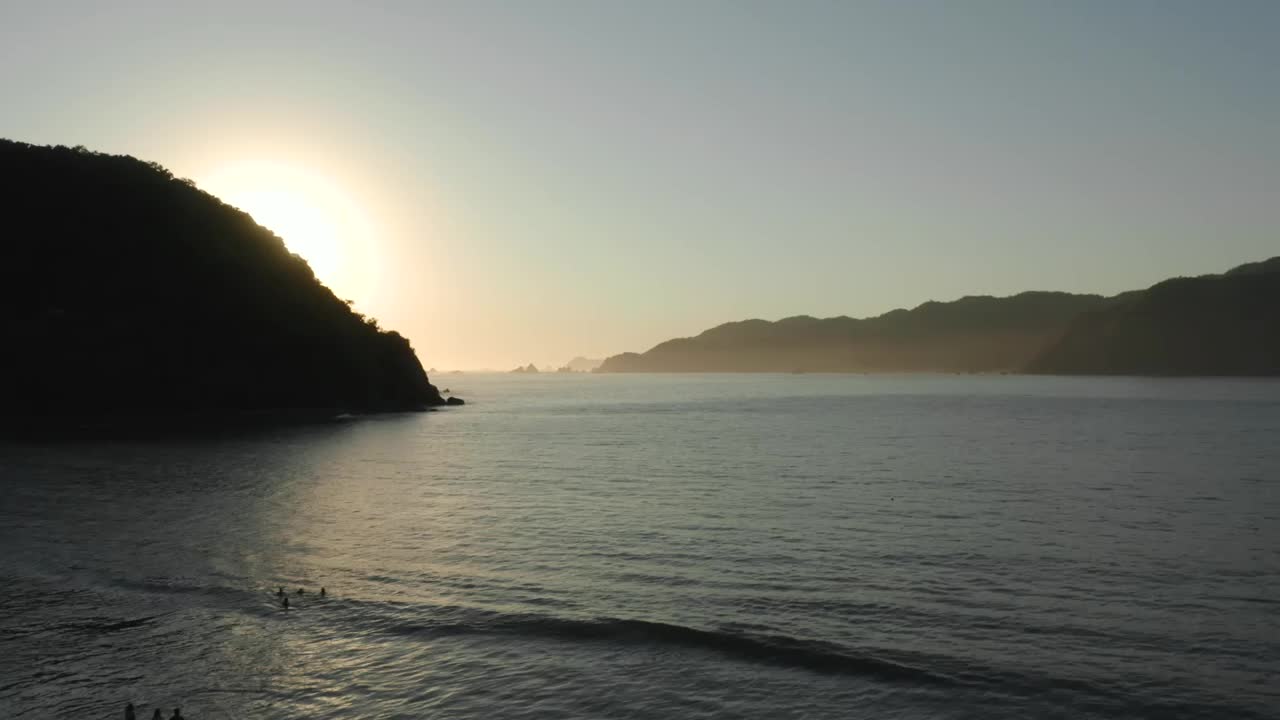 Download Stock Video Flying Over The Sea Of A Small Gulf At Sunset Live Wallpaper For PC