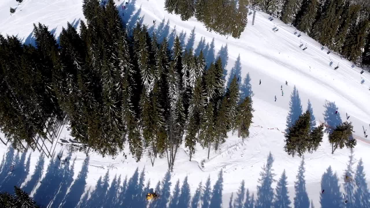 Download Stock Video Flying Over At Ski Track In The Mountain Live Wallpaper For PC