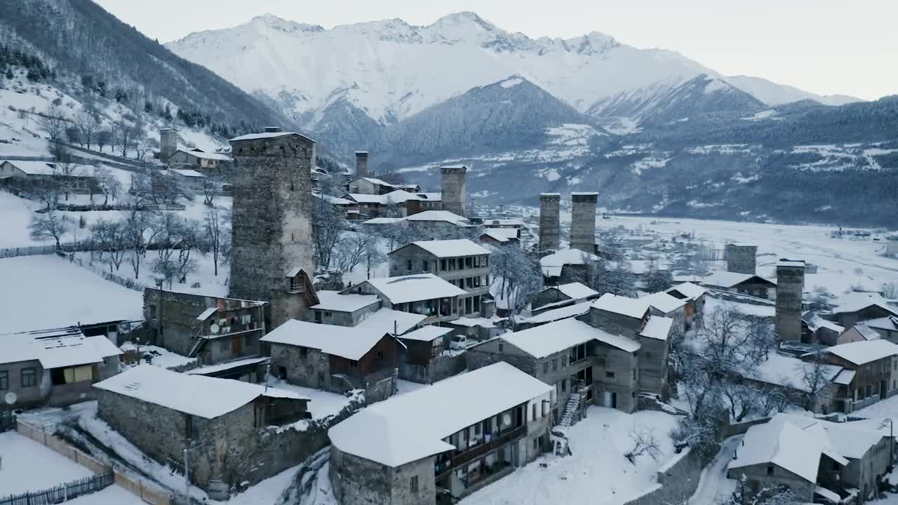 Download Stock Video Flying Over A Snow Covered Town Live Wallpaper For PC