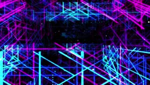 Stock Video Flying Between Abstract Neon Light Frames Live Wallpaper For PC