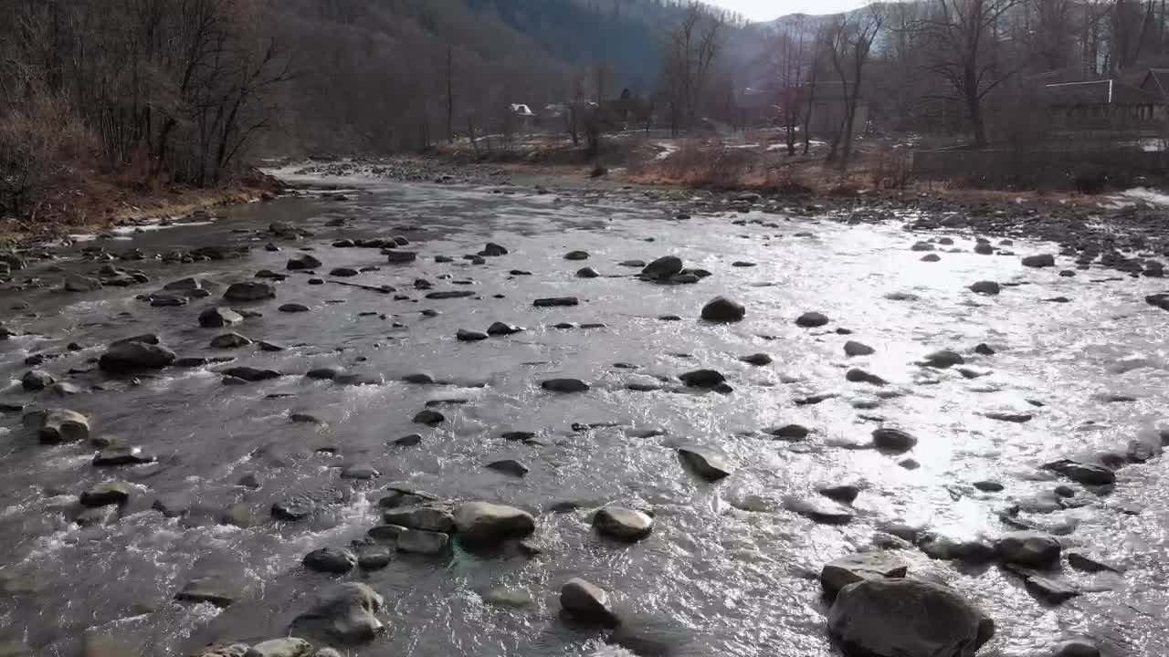 Download Stock Video Flying Above A Mountain River Live Wallpaper For PC