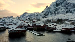 Stock Video Fishing Town Village Covered In Snow In The Sunset Live Wallpaper For PC