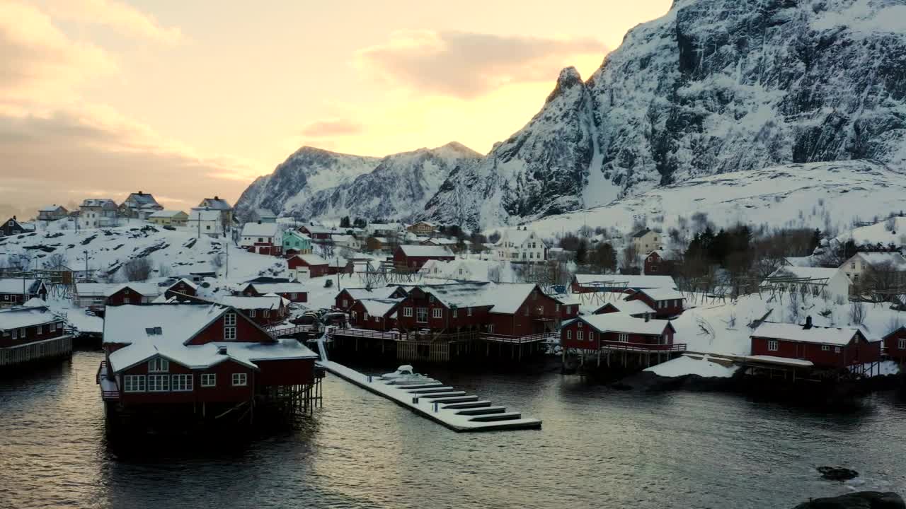 Download Stock Video Fishing Town Village Covered In Snow In The Sunset Live Wallpaper For PC