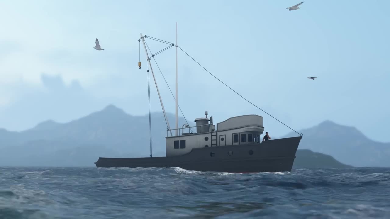 Download Stock Video Fishing Boat In The Sea D Animation Live Wallpaper For PC