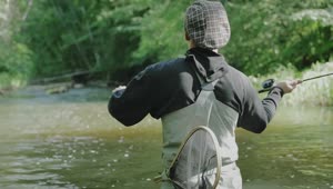 Stock Video Fisherman Throwing The Bait Into The River Live Wallpaper For PC