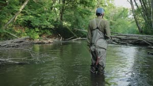 Stock Video Fisherman Standing In The River Live Wallpaper For PC