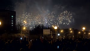 Stock Video Fireworks Over A City Street Live Wallpaper For PC