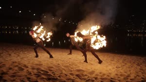 Stock Video Fire Jugglers On A Beach Live Wallpaper For PC