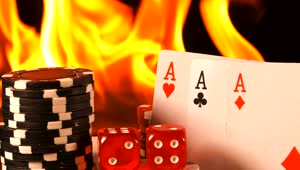 Stock Video Fire Burning Behind Poker Cards Dice And Casino Chips Live Wallpaper For PC