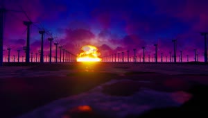 Stock Video Field Of Wind Turbines During Sunset Live Wallpaper For PC