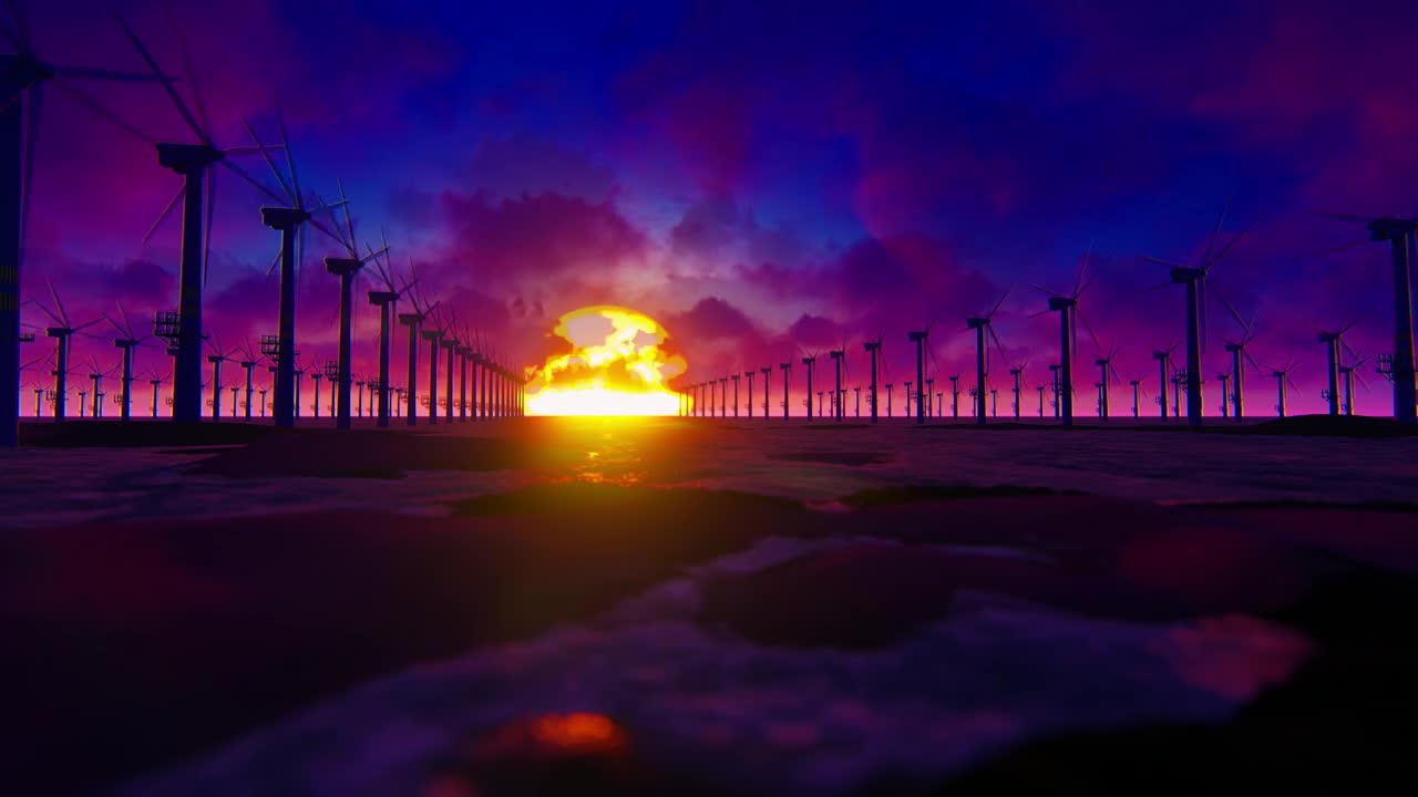 Download Stock Video Field Of Wind Turbines During Sunset Live Wallpaper For PC