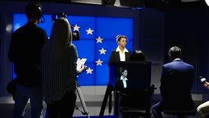 Stock Video Female News Presenter On Tv Studio Live Wallpaper For PC