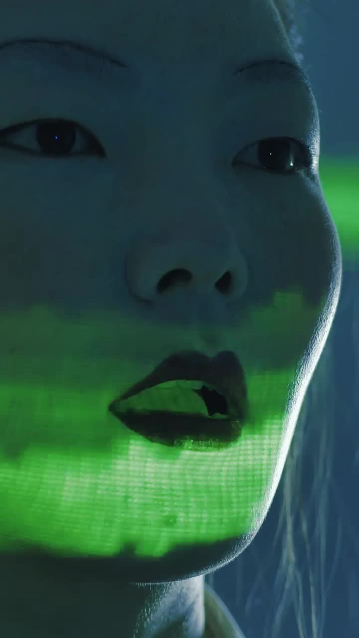 Download Stock Video Female Cyborg Model While Talking Live Wallpaper For PC