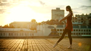 Stock Video Female Ballet Dancer Taking A Leap At Sunset Live Wallpaper For PC