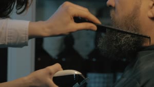 Stock Video Female Barber Trimming A Long Beard Live Wallpaper For PC