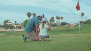 Stock Video Father Teaching Daughter To Play Golf Live Wallpaper For PC