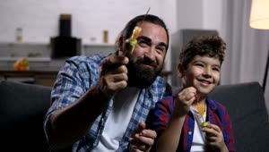 Stock Video Father And Son Enjoying A Snack Live Wallpaper For PC