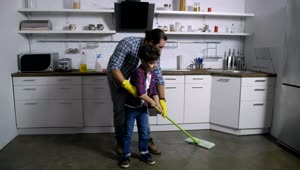 Stock Video Father And Son Cleaning Their House Live Wallpaper For PC