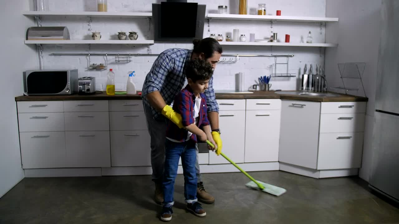 Download Stock Video Father And Son Cleaning Their House Live Wallpaper For PC