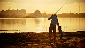 Stock Video Father And His Little Son On The Shore Of A Live Wallpaper For PC