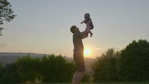 Stock Video Father And His Baby At Sunset Live Wallpaper For PC