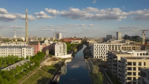 Stock Video Fast Flight Over A Canal Through Berlin Live Wallpaper For PC
