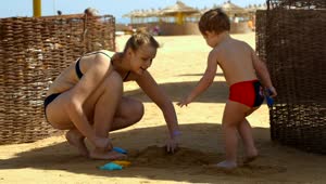 Stock Video Family Playing On The Beach During A Vacation Live Wallpaper For PC