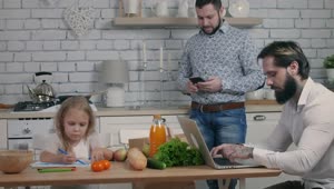 Stock Video Family In The Kitchen Using Gadgets Live Wallpaper For PC