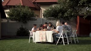 Stock Video Family Eating In The Garden Live Wallpaper For PC