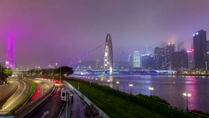 Stock Video Guangzhou Illuminated Cityscape With Cloudy Sky Live Wallpaper For PC