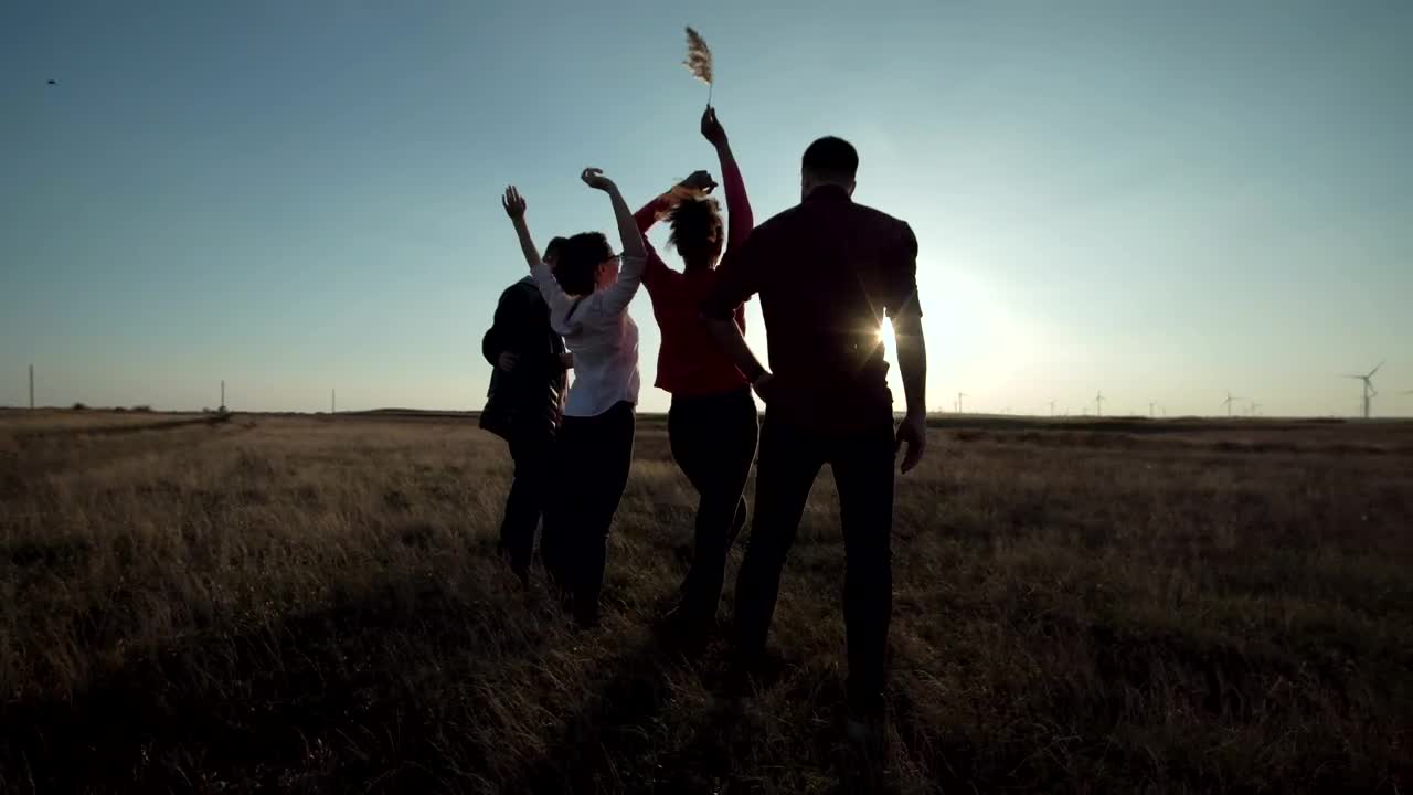 Download Stock Video Group Of People Standing Against The Sunset Live Wallpaper For PC