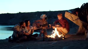 Stock Video Group Of Friends Singing Around The Campfire Live Wallpaper For PC