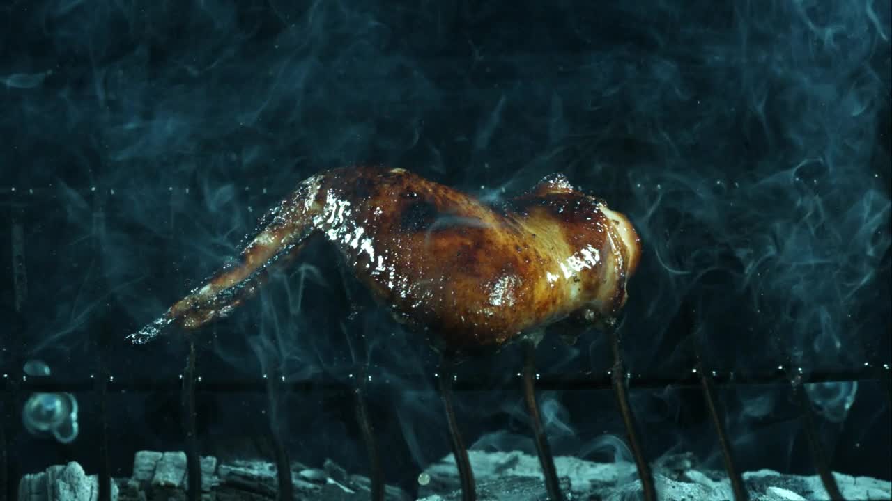 Download Stock Video Grilling Barbecue Chicken Wings In Slow Motion Live Wallpaper For PC