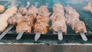 Stock Video Grilled Meat Skewers Close Up Live Wallpaper For PC