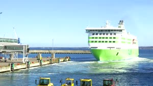 Stock Video Green Ship Leaving Port Live Wallpaper For PC