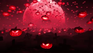Stock Video Graveyard Full Of Floating Pumpkins And A Big Moon Live Wallpaper For PC