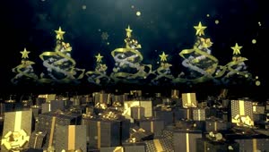 Stock Video Golden Christmas Trees And Gifts Animation Live Wallpaper For PC